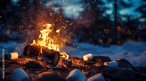 Marshmallow Moments, toasting sweetness over a crackling campfire under the stars