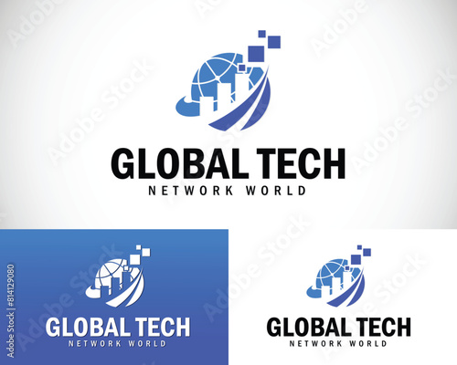 global technology logo creative design concept diagram marketing finance business