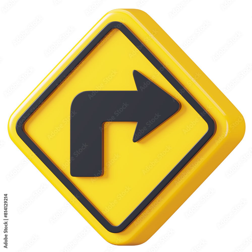 Right turn sign isolated. Traffic mandatory road sign board. 3D rendering Right turn sign isolated. Traffic mandatory road sign board. 3D rendering
