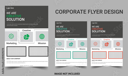 3 Color Corporate Buiness Flyer Layout