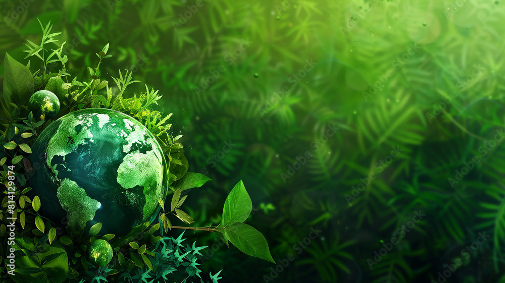 World Environment Day Banner: Planet Earth and Plants. Copy Space. Generative AI World Environment Day Banner: Planet Earth and Plants. Copy Space. Generative AI