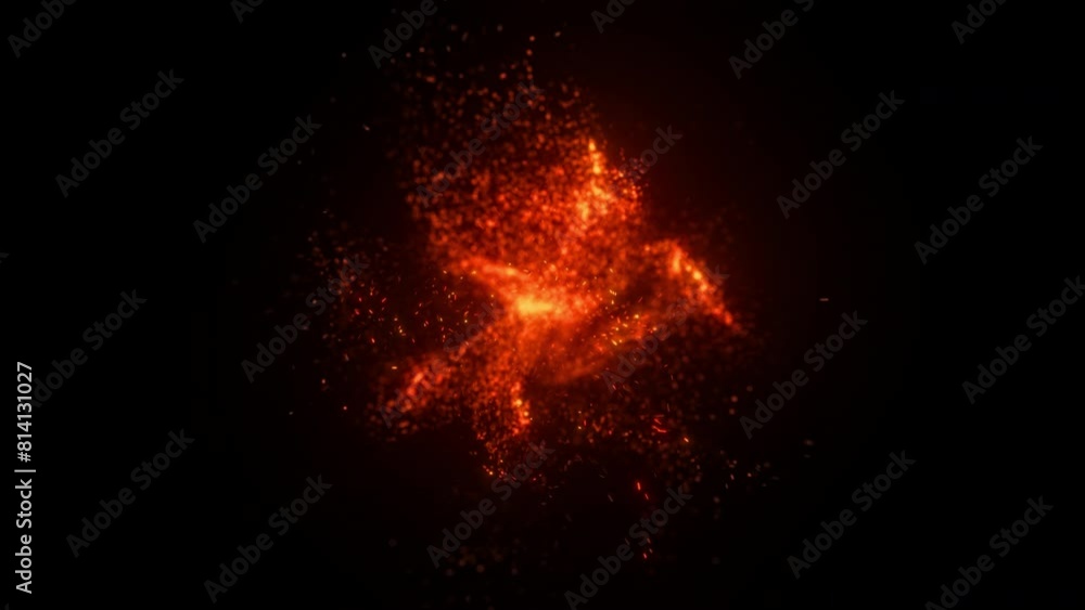 Blinking particles turbulent vortex motion. Swirl sparkles explosion background