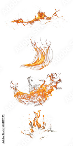 Vivid Fire Flame Collection: A Set of Realistic Flames on a Transparent Background