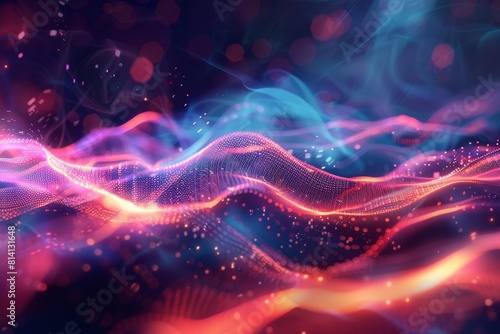 Abstract colorful waves pulsating in a vibrant 3D background music concept