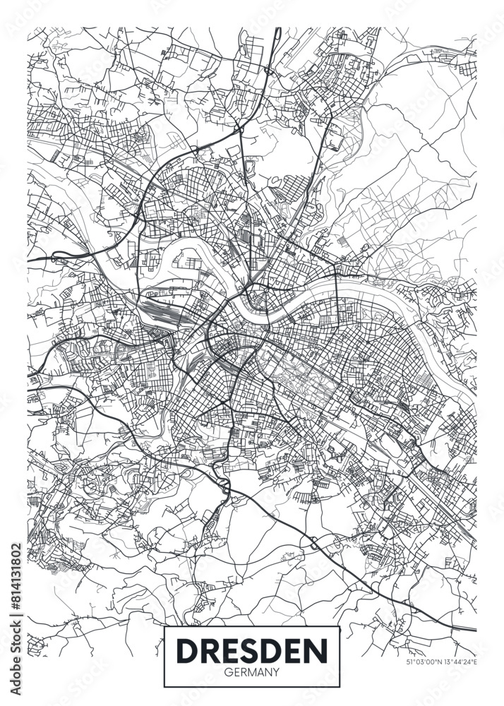 City map Dresden, detailed urban planning travel vector poster design City map Dresden, detailed urban planning travel vector poster design