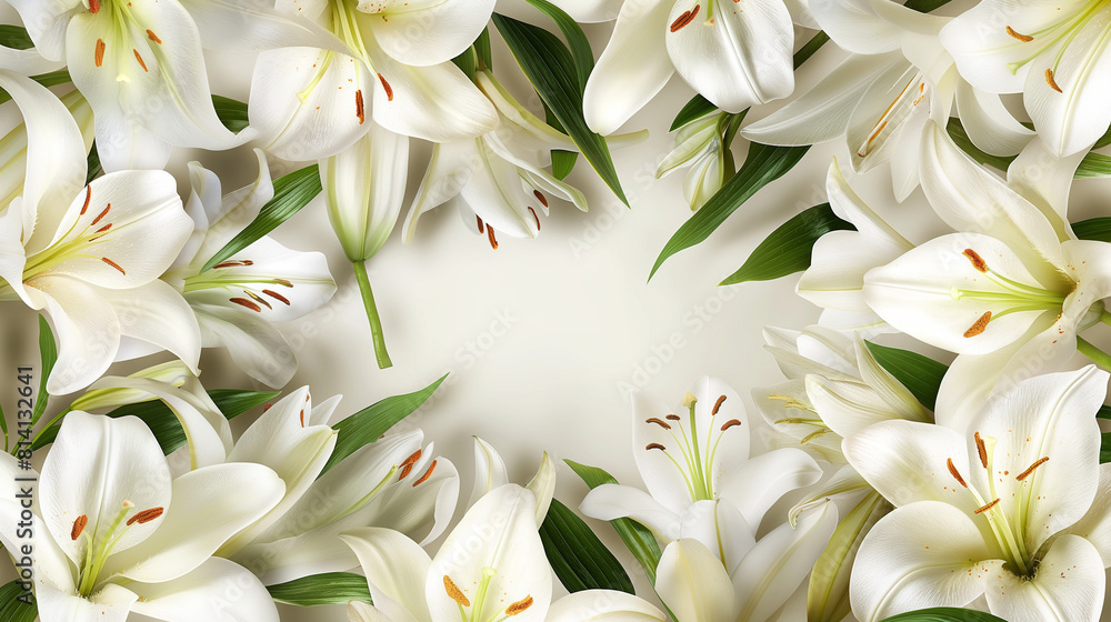 Luxurious lilies as a decorative frame, perfect decoration for wedding themes Luxurious lilies as a decorative frame, perfect decoration for wedding themes