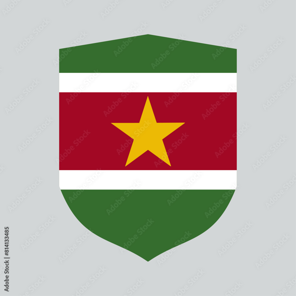 Suriname Flag in Shield Shape Frame Suriname Flag in Shield Shape Frame