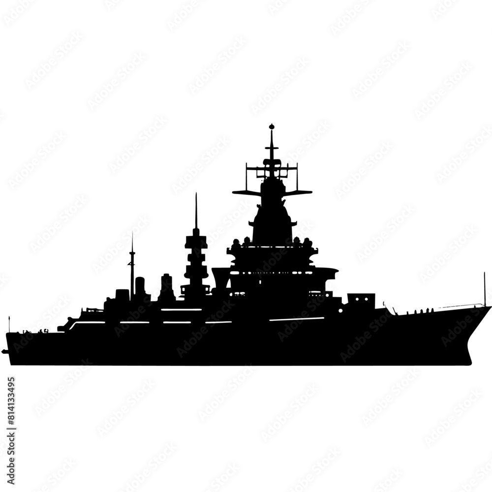Fototapeta premium a large warship vector silhouette, black color silhouette