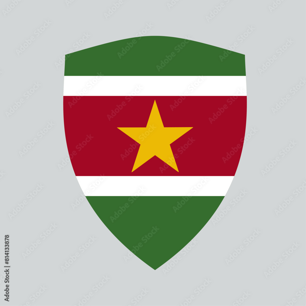 Suriname Flag in Shield Shape Frame Suriname Flag in Shield Shape Frame