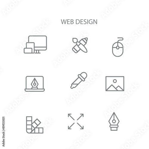set of web design vector line icons , graphic design icon 