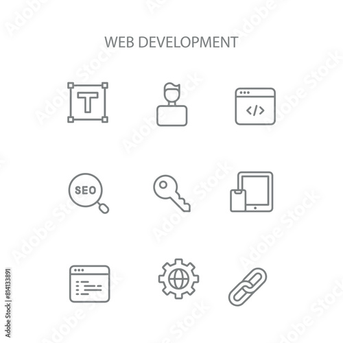 web development line icons , development vector icon