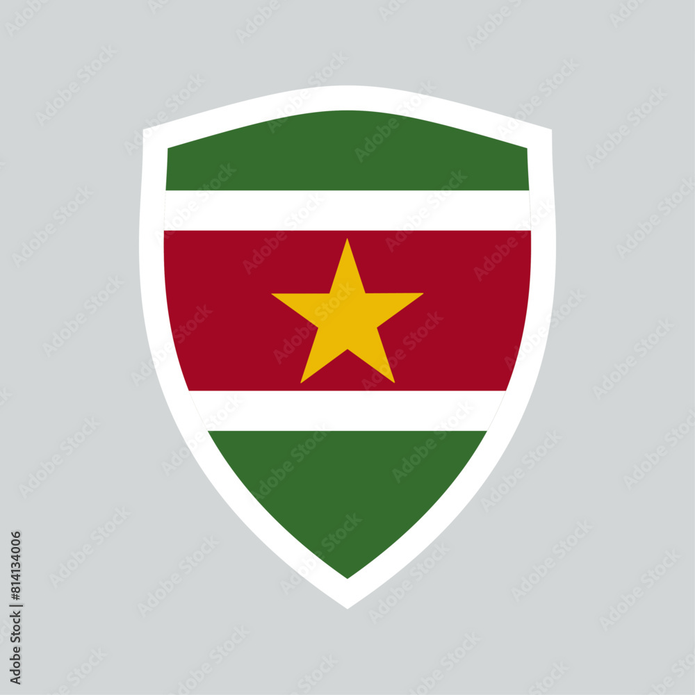 Suriname Flag in Shield Shape Frame Suriname Flag in Shield Shape Frame