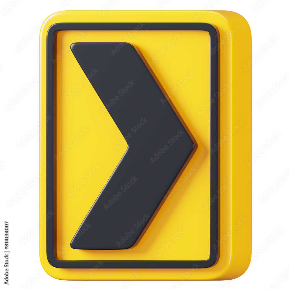 Right chevron traffic sign isolated. Traffic mandatory road sign board. 3D rendering Right chevron traffic sign isolated. Traffic mandatory road sign board. 3D rendering