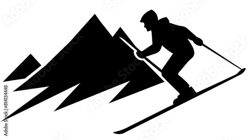 a mountain skier speeding down a slope, capturing the sport's essence and the dynamic movement