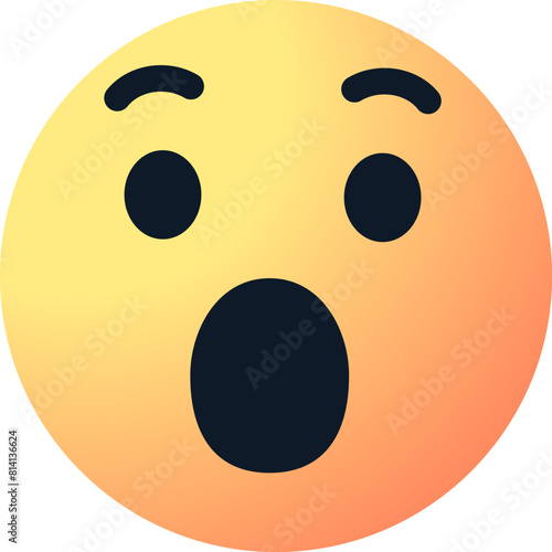 surprised emoji face. shocked wow emoticon with open mouth , cute smiley emoticons feelings wonder and amazing. vector illustration