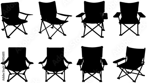 all kind different type of Set of camping chair vector silhouette