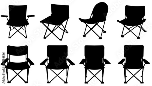 all kind different type of Set of camping chair vector silhouette