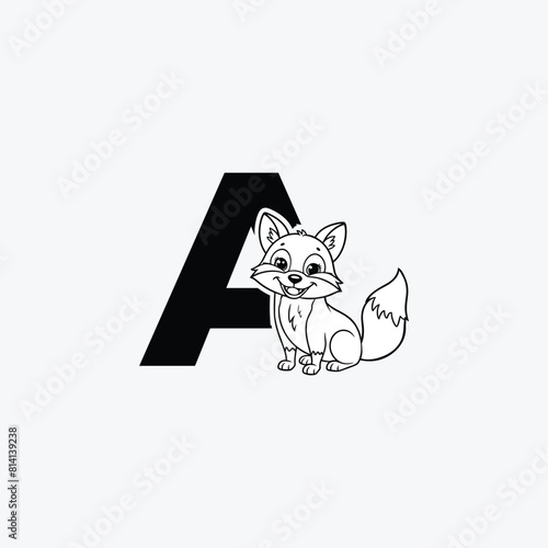 Initial Letter A with Fox Logo Design. The fox is sporting a happy smile. letter A and fox head vector illustration for icon, symbol or logo.