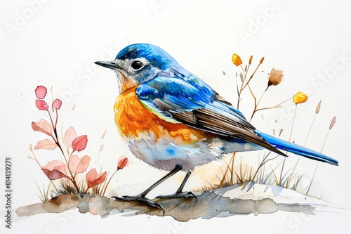 Bluebird (Sialia sialis). Watercolor painting. © Yaroslav