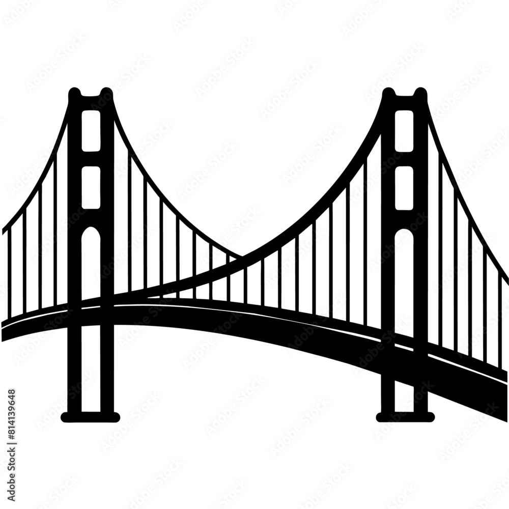 Fototapeta premium Golden Gate Bridge vector silhouette black color
