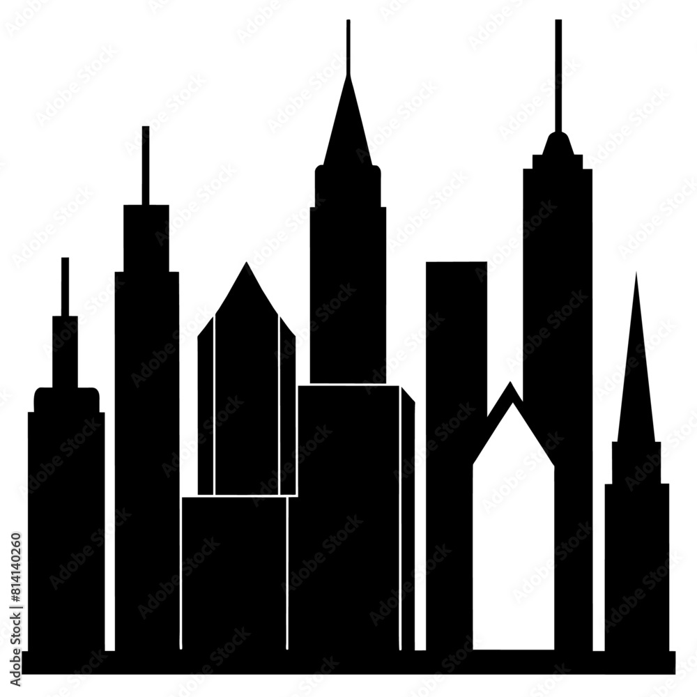 Obraz premium modern city building logo concept vector silhouette, black color silhouette