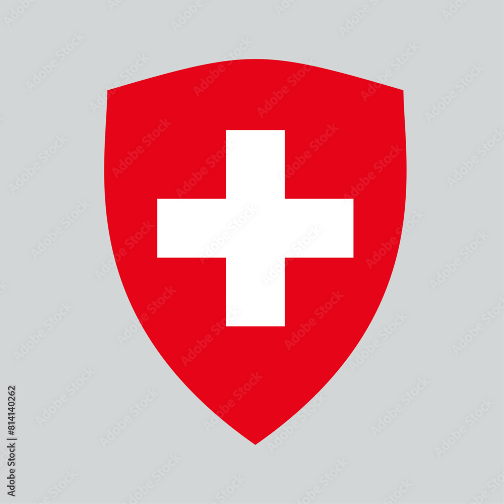 Switzerland Flag in Shield Shape Frame Switzerland Flag in Shield Shape Frame