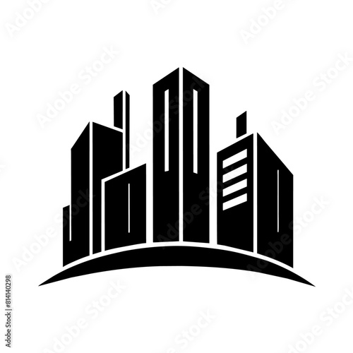modern city building logo concept vector silhouette  black color silhouette