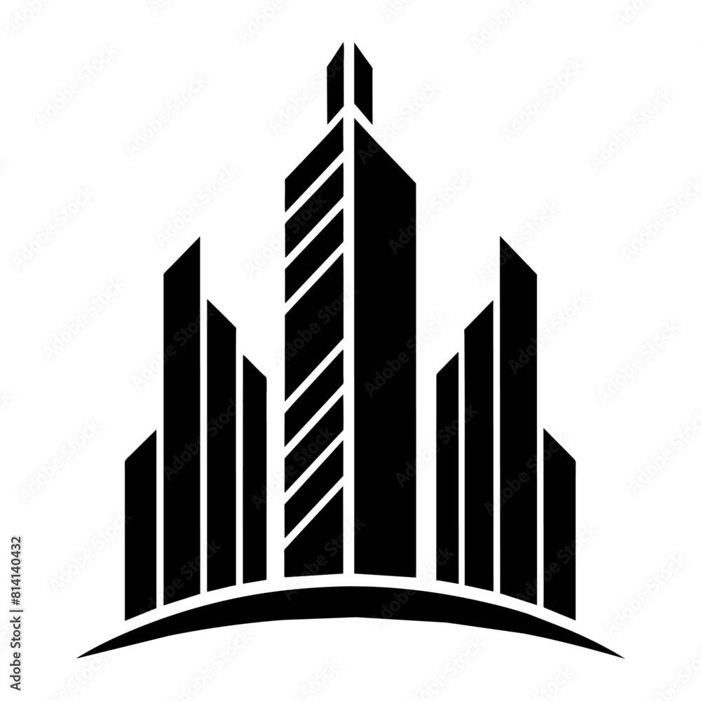 modern city building logo concept vector silhouette, black color silhouette