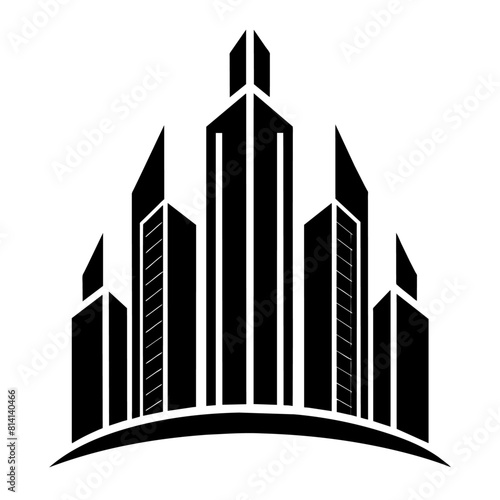 modern city building logo concept vector silhouette  black color silhouette