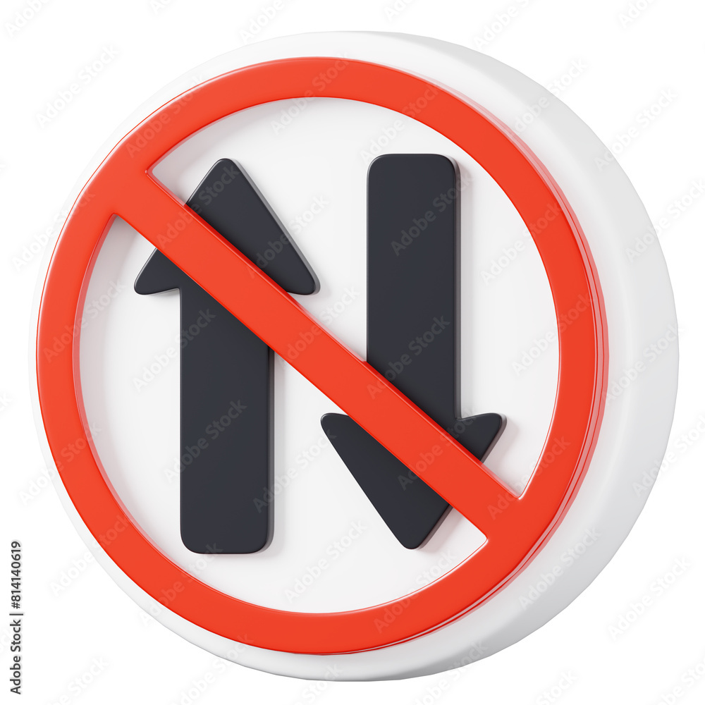 No vehicles Prohibited in Both Direction Sign Isolated. Traffic mandatory road sign board. 3D rendering No vehicles Prohibited in Both Direction Sign Isolated. Traffic mandatory road sign board. 3D rendering