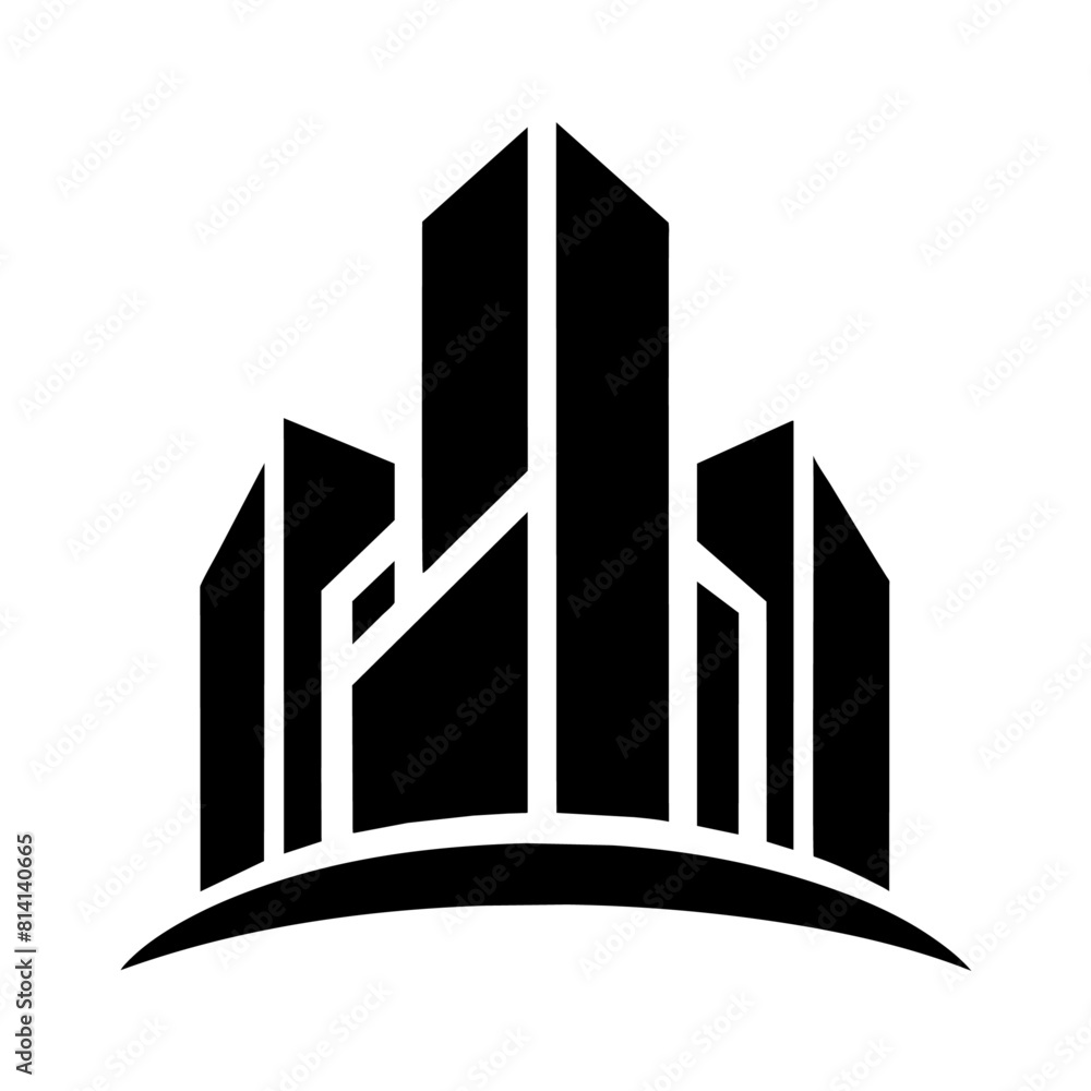 modern city building logo concept vector silhouette, black color silhouette modern city building logo concept vector silhouette, black color silhouette