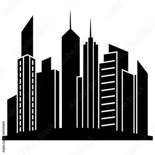 modern city building logo concept vector silhouette  black color silhouette