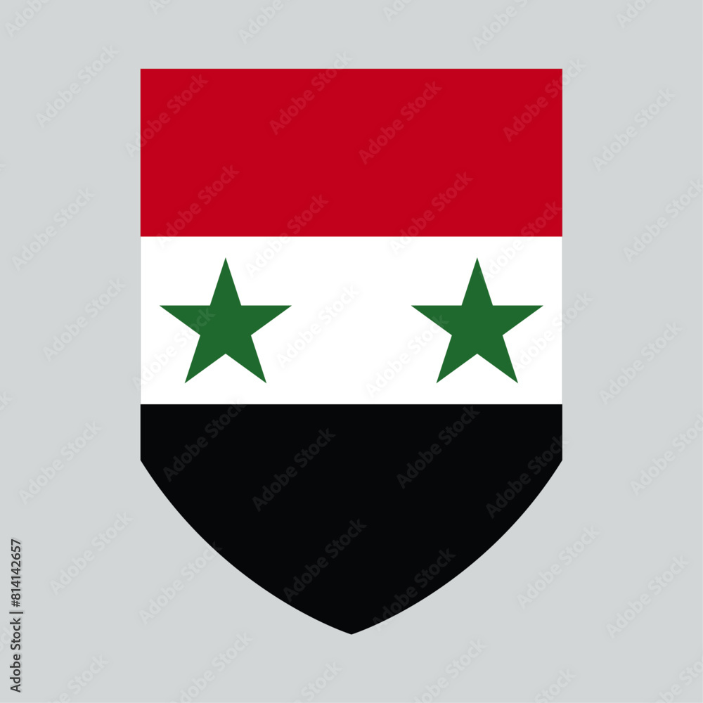 Syria Flag in Shield Shape Frame Syria Flag in Shield Shape Frame