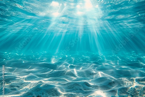 serene underwater ocean scene with sunlight filtering through clear blue water abstract background © Lucija