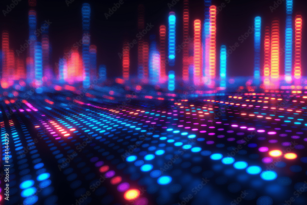 A colorful cityscape with a lot of dots A colorful cityscape with a lot of dots
