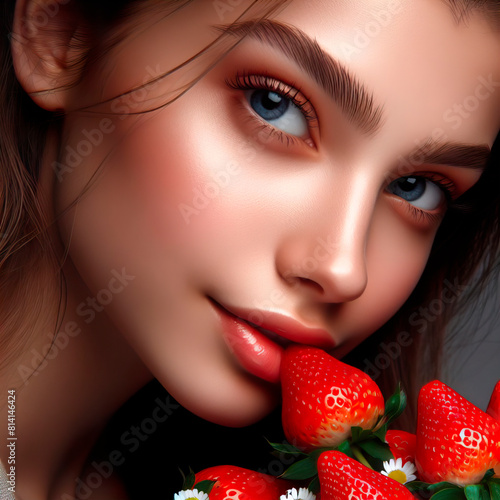 Young girl with strawberries