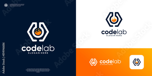 Modern coding lab logo design vector.