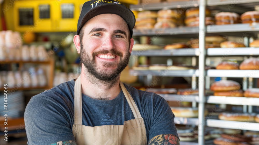 Portrait of handsome baker at the bakery. Portrait of a man Portrait of handsome baker at the bakery. Portrait of a man