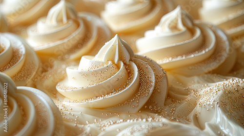 Ice cream with cappuccino flavor. Close-up of beige surface texture of cappuccino ice cream.