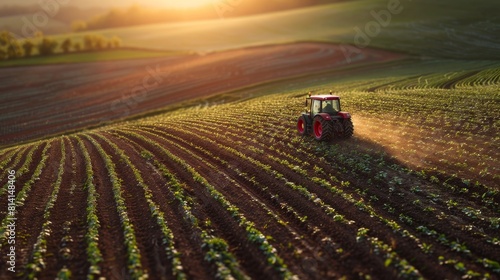 Agriculture, Tractor, Agricultural Storage Warehouse, Concept Agriculture Background.