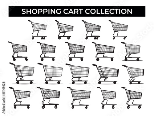 Shopping Carts Array on White Background