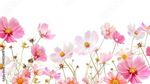 pink cosmos flower blossom on white background, Generative Ai