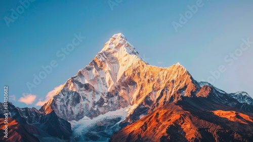 Snow-Capped Mountain Peak Glowing Sunset