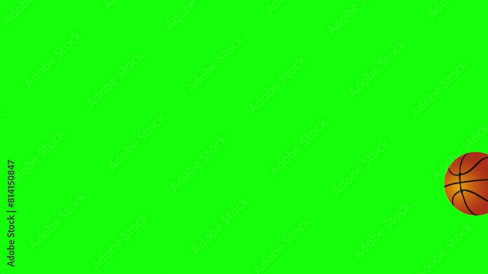 Basketball bounces left to right on the screen on a green screen background Basketball bounces left to right on the screen on a green screen background
