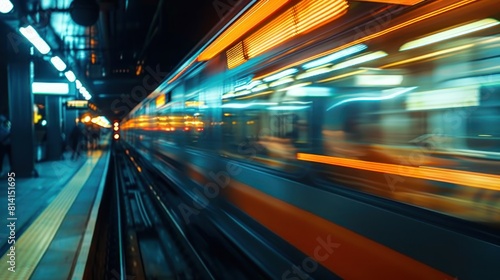 futuristic bokeh image High-speed train traveling at high speed. © abdul kahfi