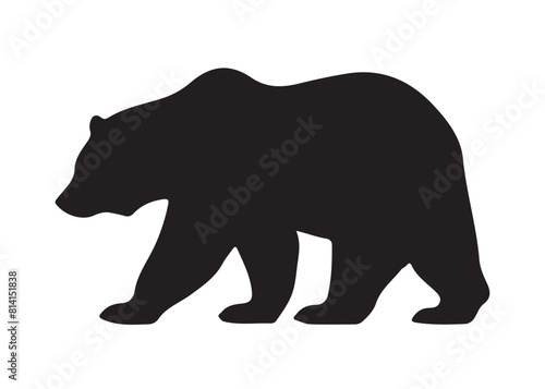 Bear vector silhouette, Grizzly bear or polar bear silhouette flat vector, animal silhouette