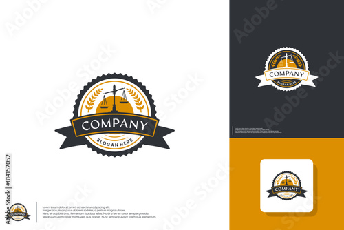 justice logo emblem, advocate label, logo design illustration.