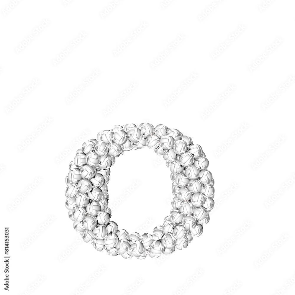 Obraz premium Symbol made of silver volleyballs. letter o