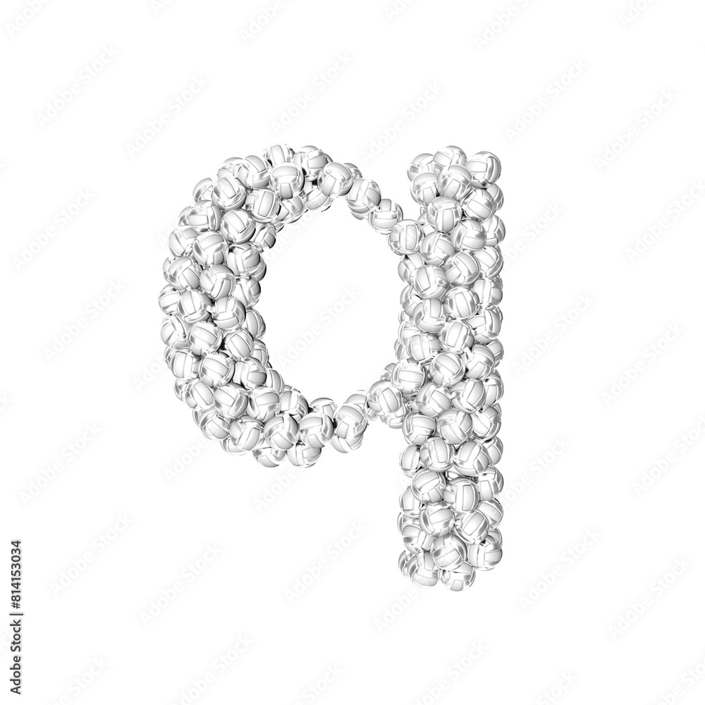 Symbol made of silver volleyballs. letter q Symbol made of silver volleyballs. letter q