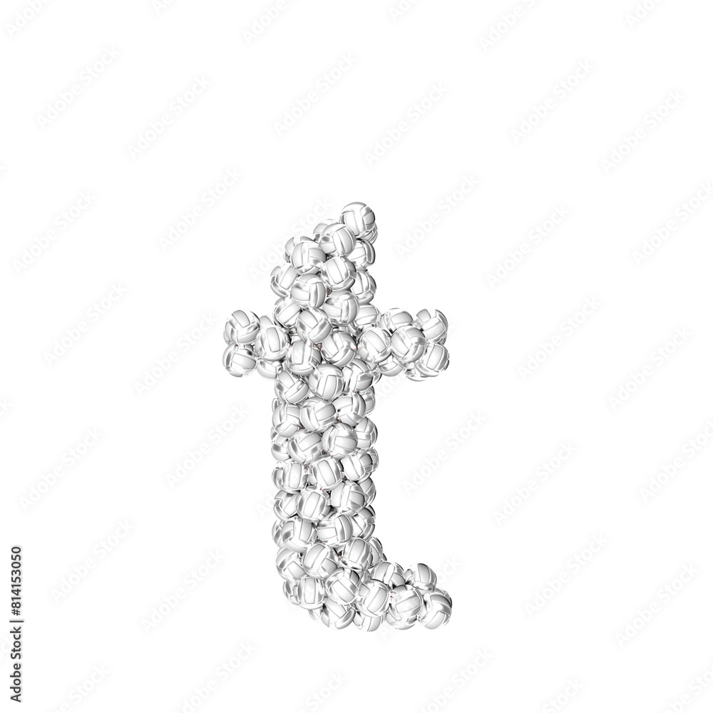 Symbol made of silver volleyballs. letter t Symbol made of silver volleyballs. letter t